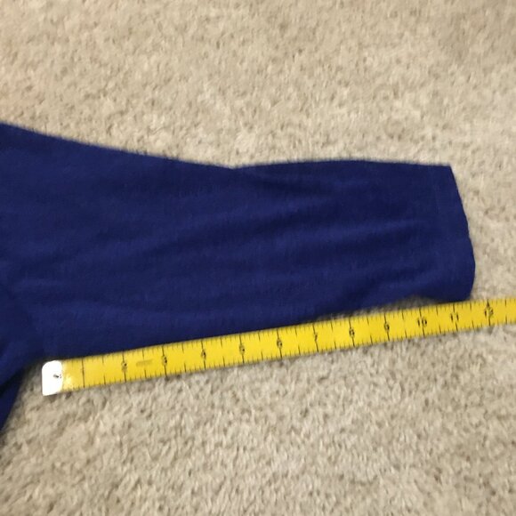 Phthalo Blue Mesh 3/4 Sleeve Open Waterfall Cardigan - Picture 14 of 14